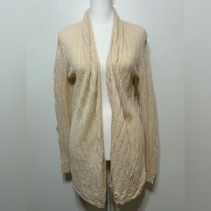 Tahari Linen Open Front Knit Cardigan Sweater